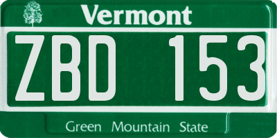 VT license plate ZBD153