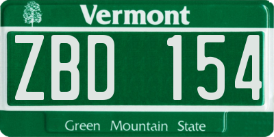 VT license plate ZBD154