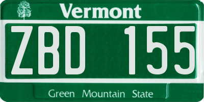 VT license plate ZBD155