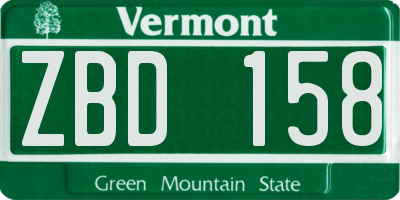 VT license plate ZBD158