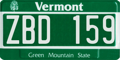VT license plate ZBD159