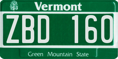 VT license plate ZBD160