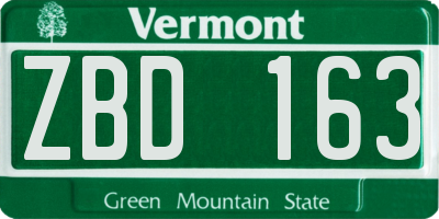 VT license plate ZBD163