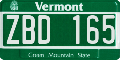VT license plate ZBD165