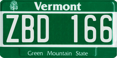 VT license plate ZBD166