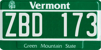 VT license plate ZBD173