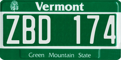 VT license plate ZBD174