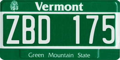 VT license plate ZBD175