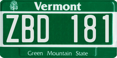 VT license plate ZBD181