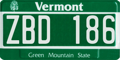 VT license plate ZBD186