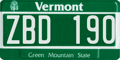 VT license plate ZBD190