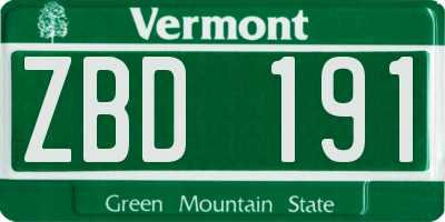 VT license plate ZBD191