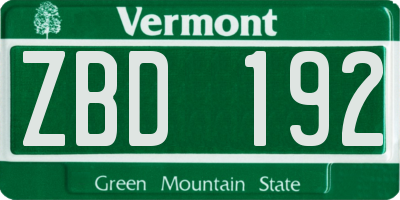 VT license plate ZBD192