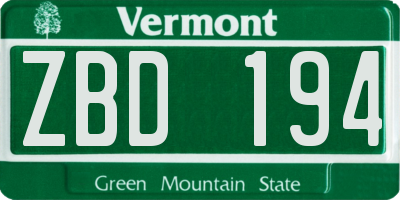 VT license plate ZBD194