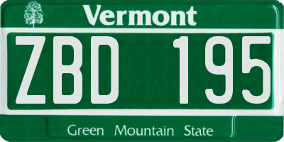VT license plate ZBD195