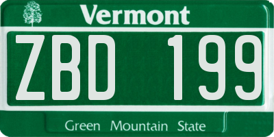 VT license plate ZBD199