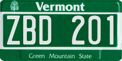 VT license plate ZBD201