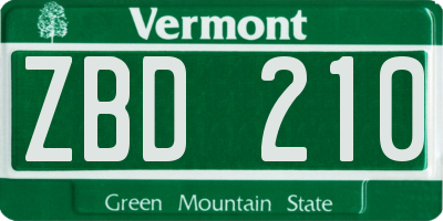 VT license plate ZBD210