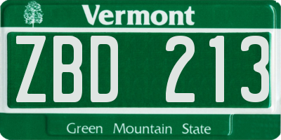 VT license plate ZBD213