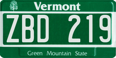 VT license plate ZBD219