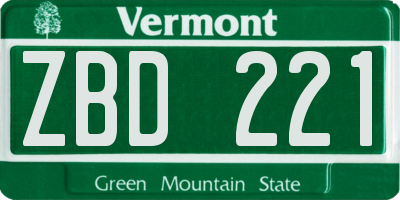 VT license plate ZBD221