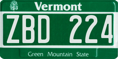 VT license plate ZBD224