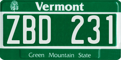 VT license plate ZBD231