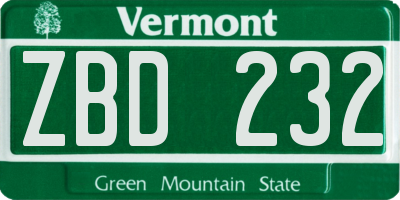 VT license plate ZBD232