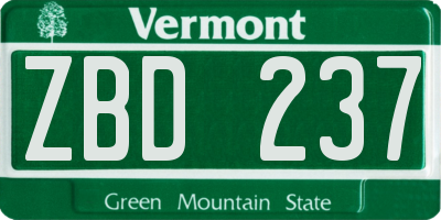 VT license plate ZBD237