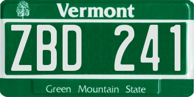 VT license plate ZBD241
