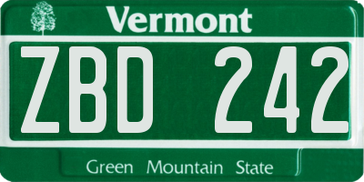 VT license plate ZBD242