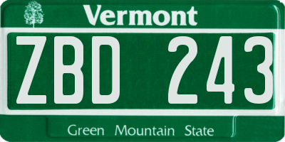 VT license plate ZBD243