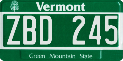 VT license plate ZBD245