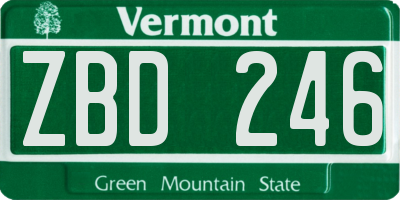 VT license plate ZBD246