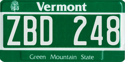 VT license plate ZBD248