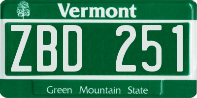 VT license plate ZBD251