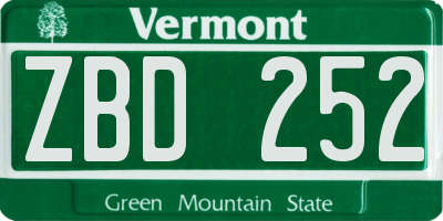 VT license plate ZBD252