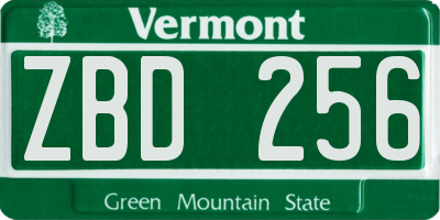 VT license plate ZBD256