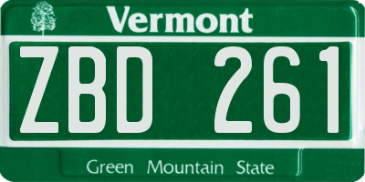 VT license plate ZBD261