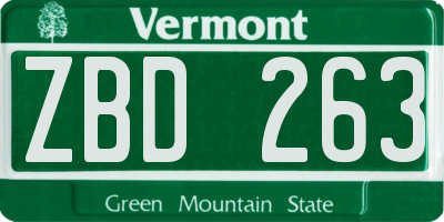 VT license plate ZBD263