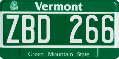 VT license plate ZBD266