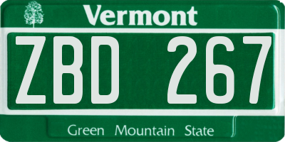 VT license plate ZBD267