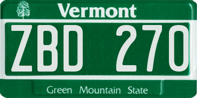 VT license plate ZBD270