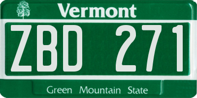 VT license plate ZBD271