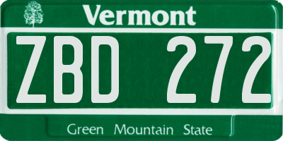 VT license plate ZBD272