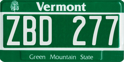 VT license plate ZBD277