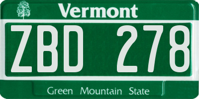 VT license plate ZBD278