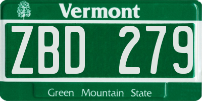 VT license plate ZBD279
