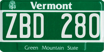 VT license plate ZBD280