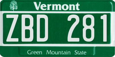 VT license plate ZBD281